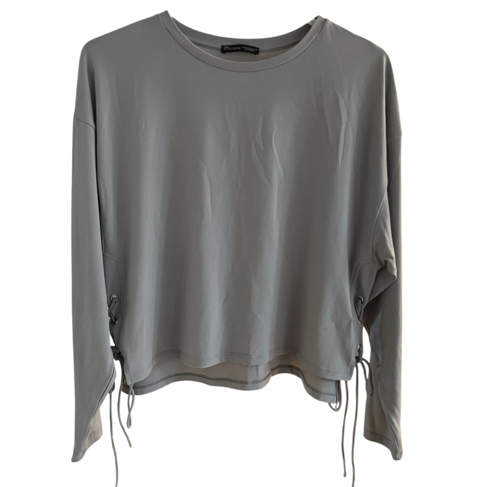 🐚🪼 2/15$ TOPS 🪼🐚 Zara Grey Drawstring-Side Long Sleeve Top